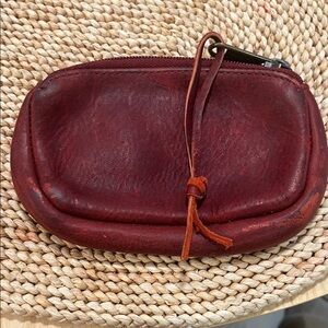 Duluth leather Chic Burgundy Leather Wristlet zipper bag